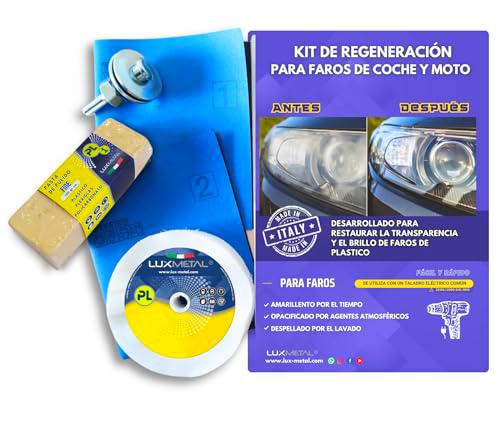 Lux Metal - Kit de renovación de faros de coche y moto kit de pulido de faros coche regenera faros coche apagados kit de restauración de faros o kit de renovación de faros de coche.