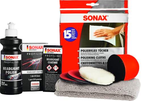 SONAX PROFILINE Set para el Tratamiento de Faros (325 ml) preparación Profesional de Faros Que