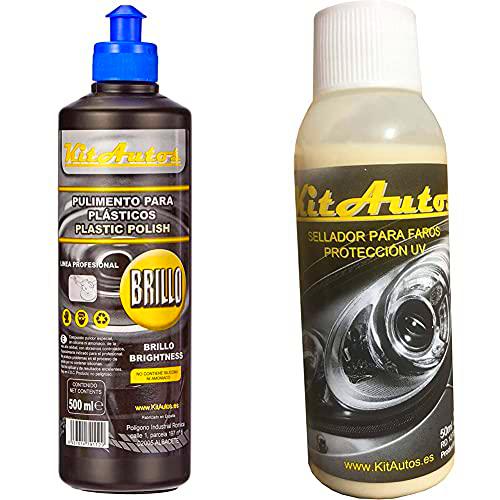 KITAUTOS 8437014791129 Brillo,Pulimento para Plásticos ½ L + Sef1 Sellador para La Restauración De Faros, Blanco